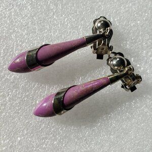 1 pair purple clip on earrings wt 6grams item # A-56